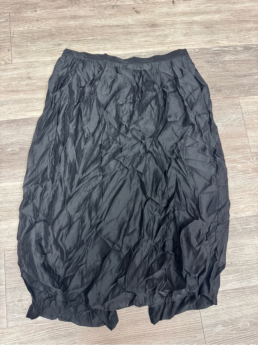 a new day Black Crinkle Midi Skirt with Elastic Waist